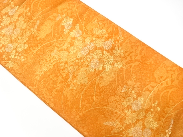 JAPANESE FUKURO OBI / WOVEN AUTUMN FLOWERS